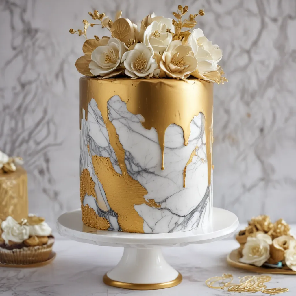 Bring the Luxe with Gold and Marble Cakes