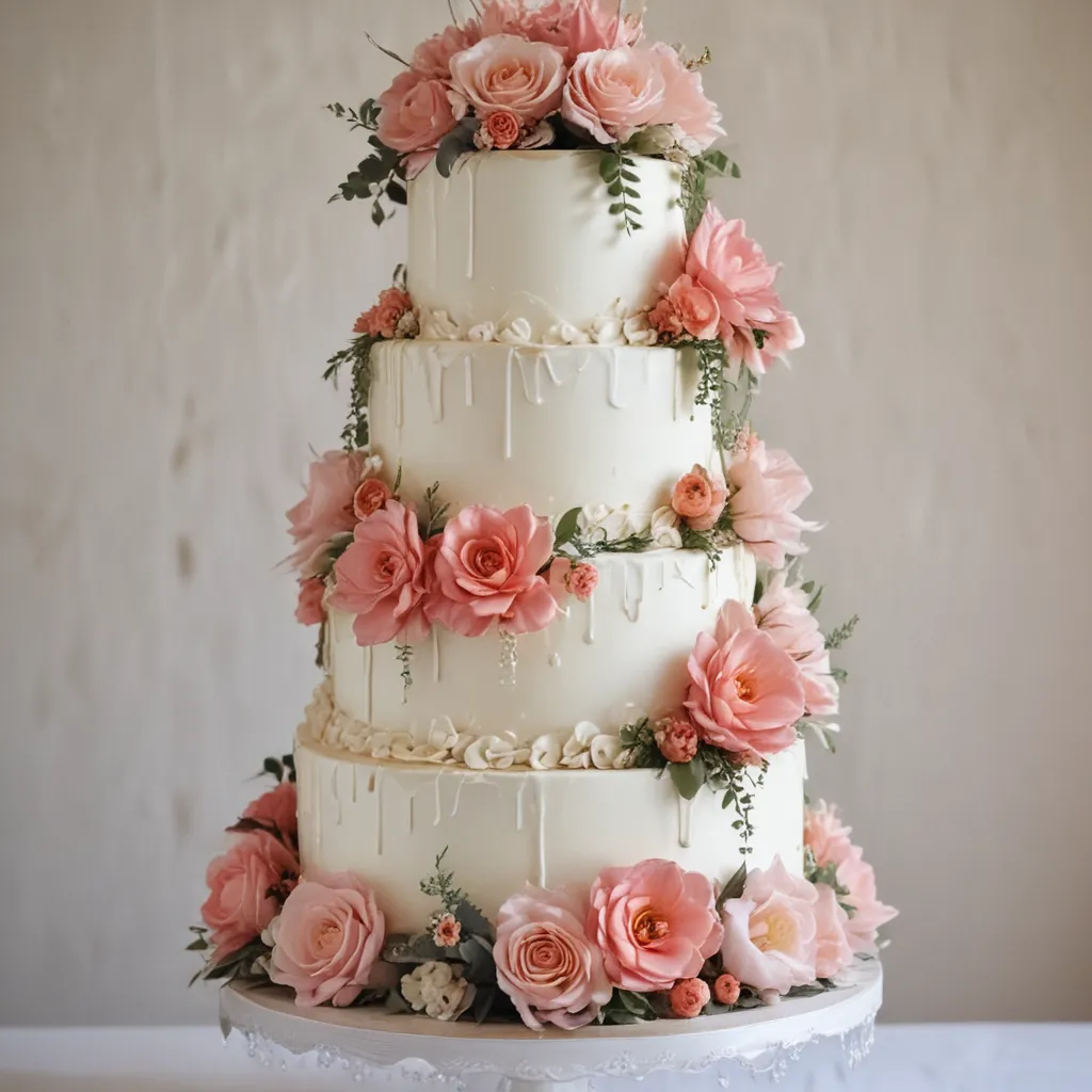 Cascading Flowers on Wedding Cakes
