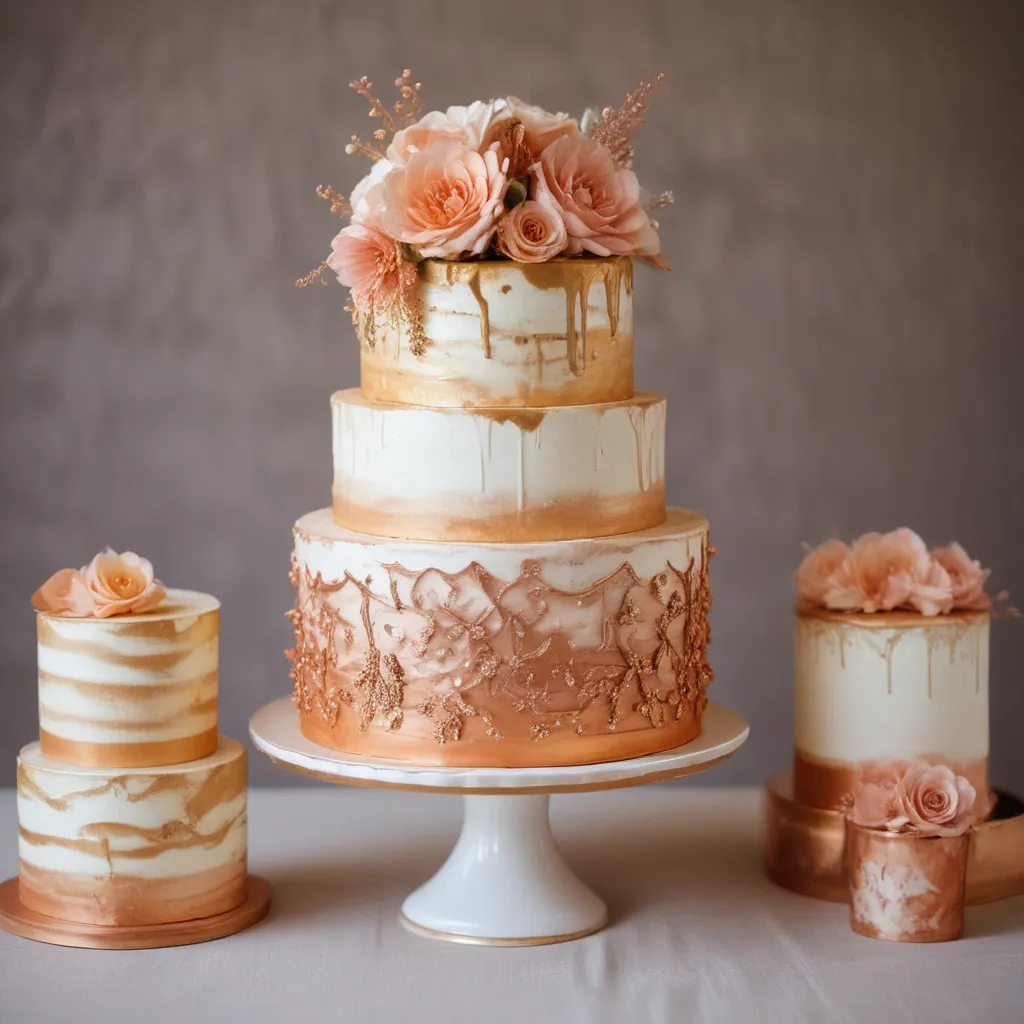 Chic Wedding Cakes in Gold, Rose Gold and Copper