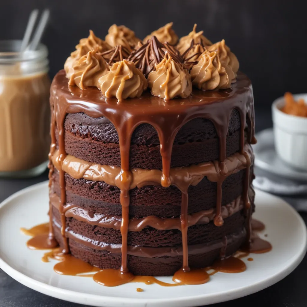 Decadent Chocolate Layer Cake with Homemade Caramel Drizzle