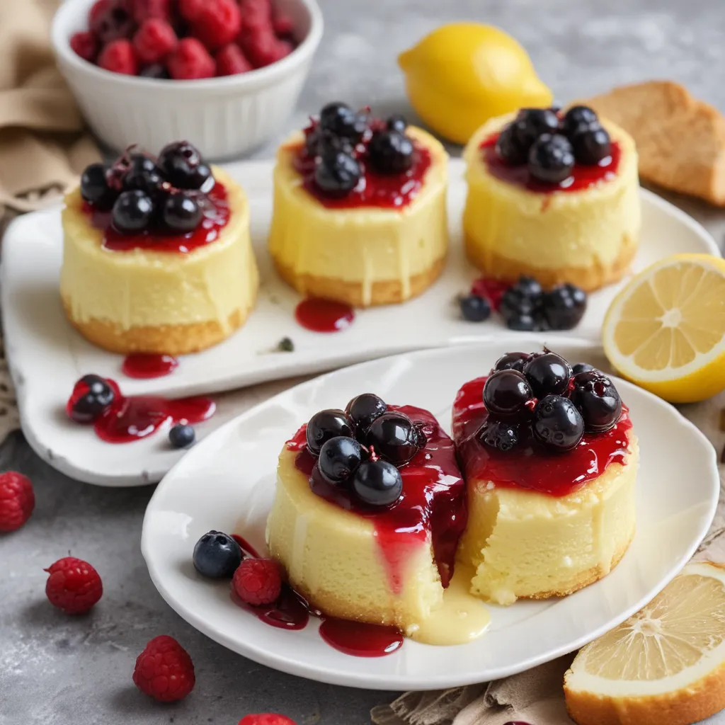 Luxurious Lemon Pudding Cakes with Fresh Berry Compote