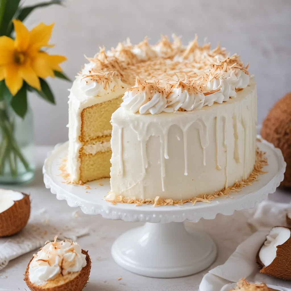 Tropical Coconut Cake with Toasted Shredded Coconut