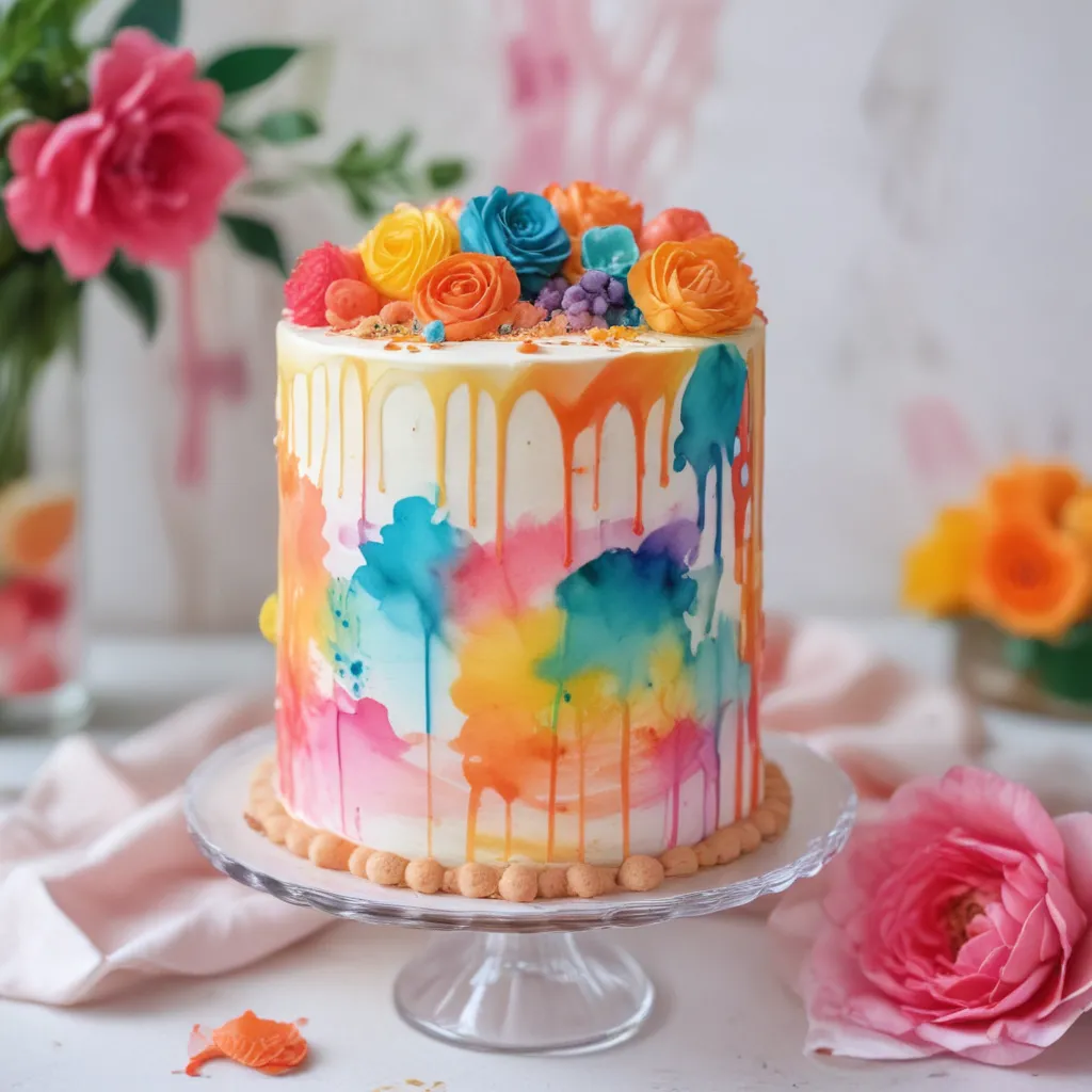 Vibrant Watercolor Cake Decorations