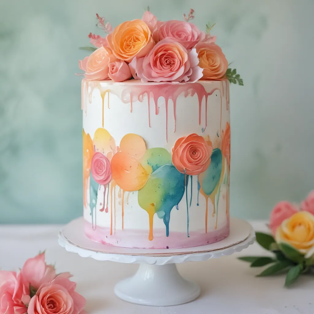 Whimsical Watercolor Cake Decorations